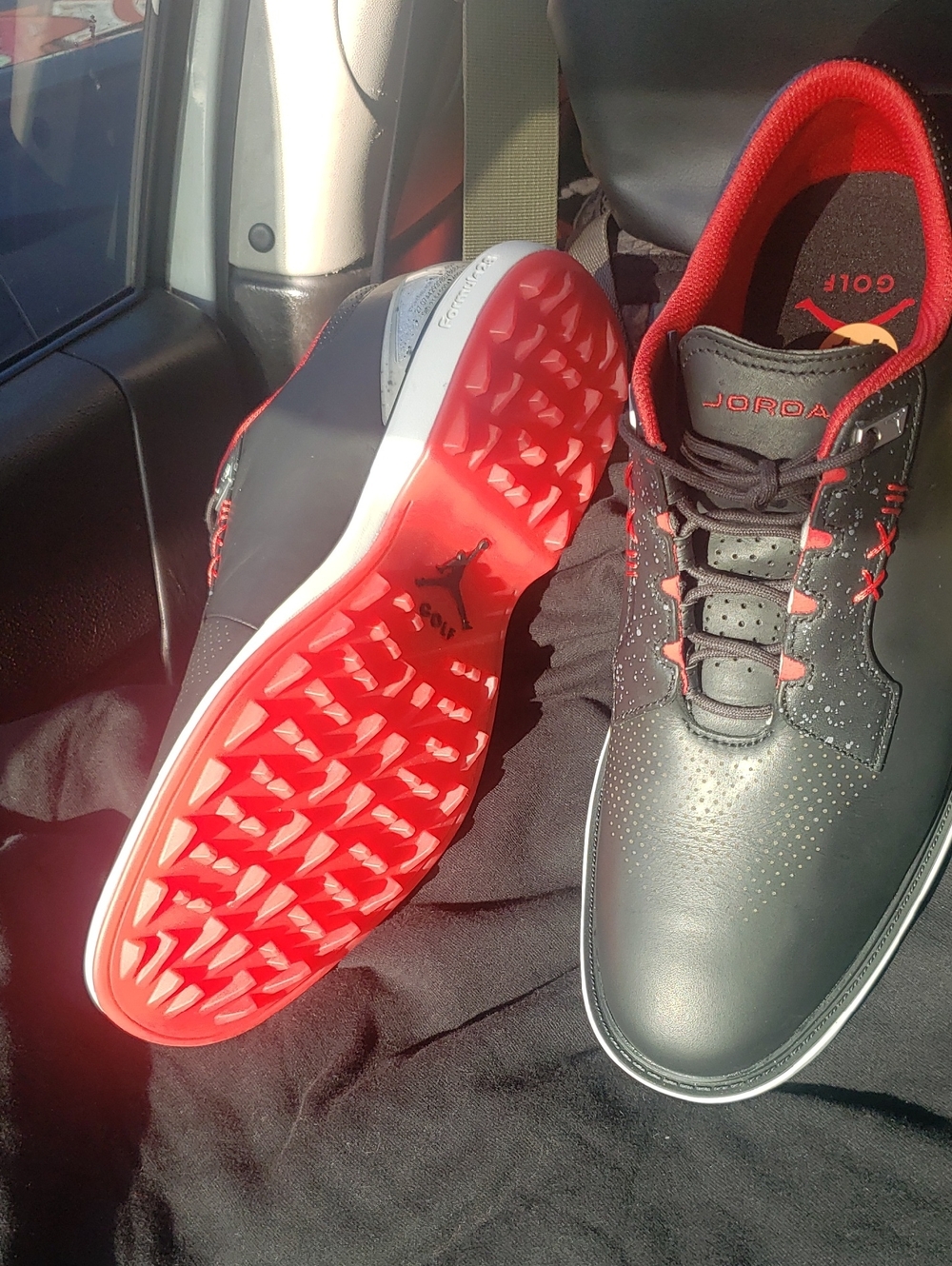 Jordan Men’s Black and Red Athletic Golf Shoes